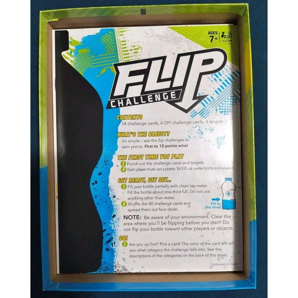 2017 Flip Challenge Water Bottle Board Game - Open Box Unpunched
